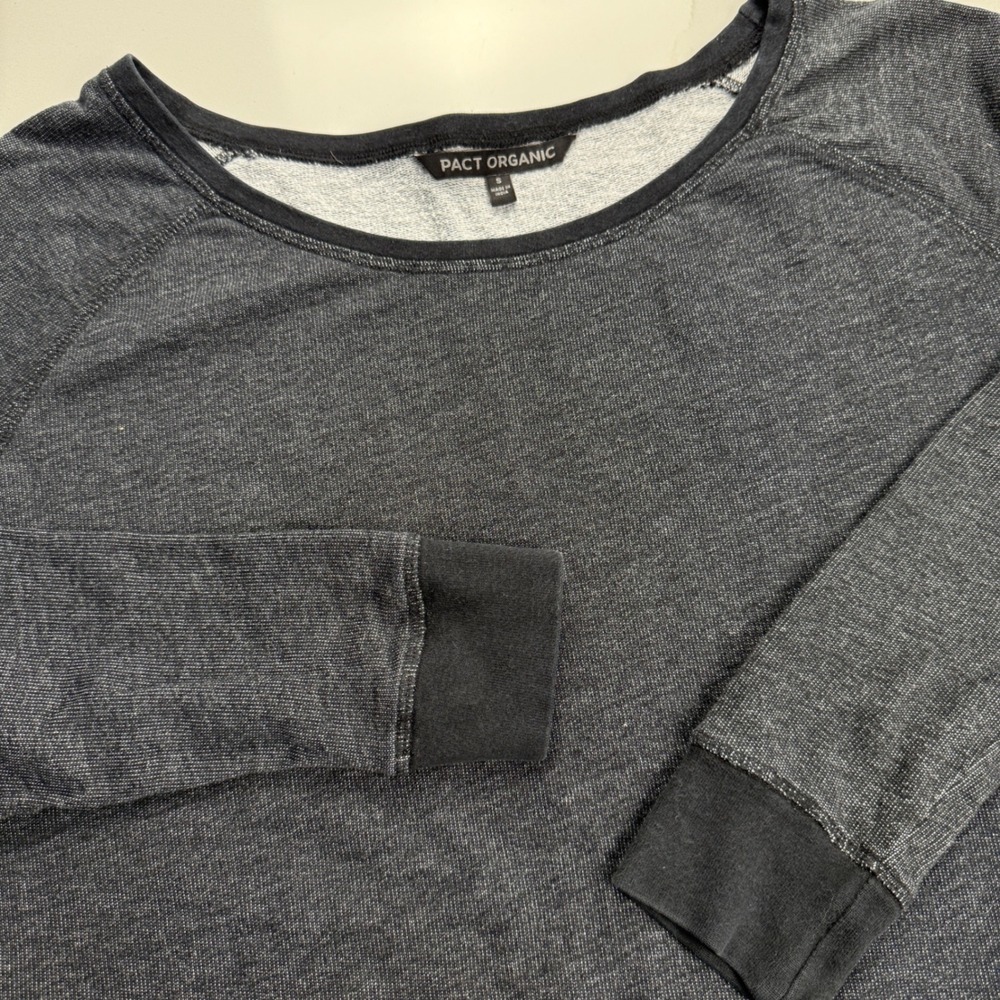 PACT ORGANIC Charcoal Heathered Raglan Sweatshirt Pullover‎ Women's Size Small